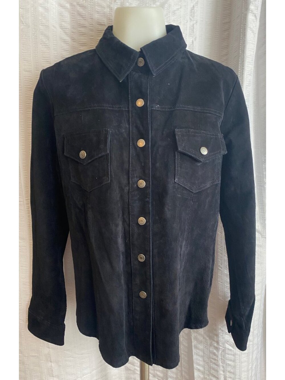 Denim & Co. 100% Genuine Leather Shirt Jacket